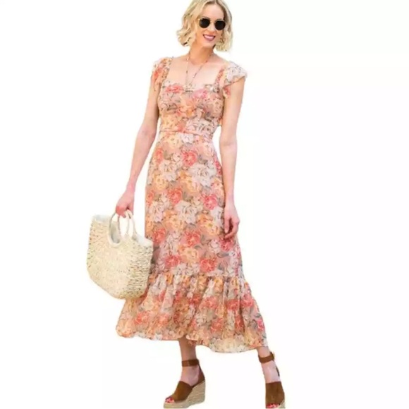 Wayf Floral Ruffle Sleeve Dress - Picture 2 of 8